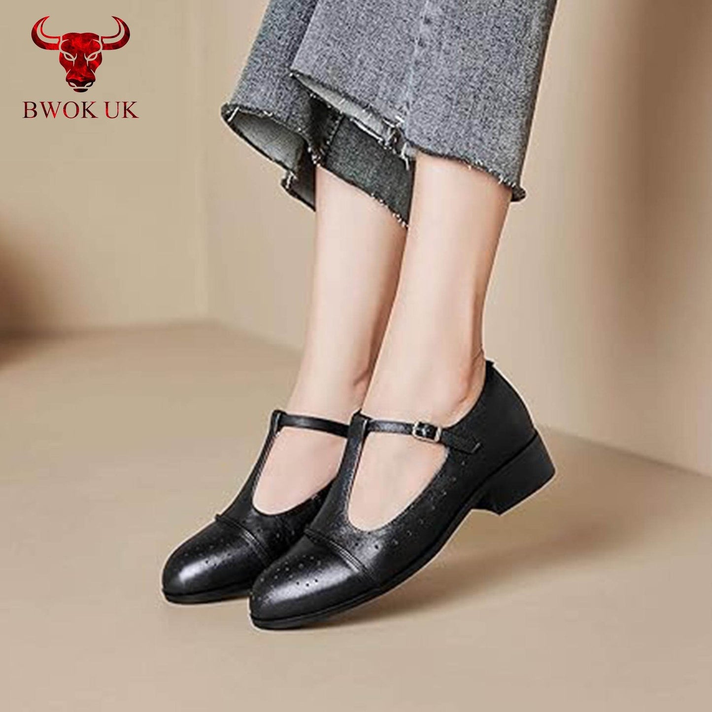 Black Leather Mary Jane Shoes - Bwok limited
