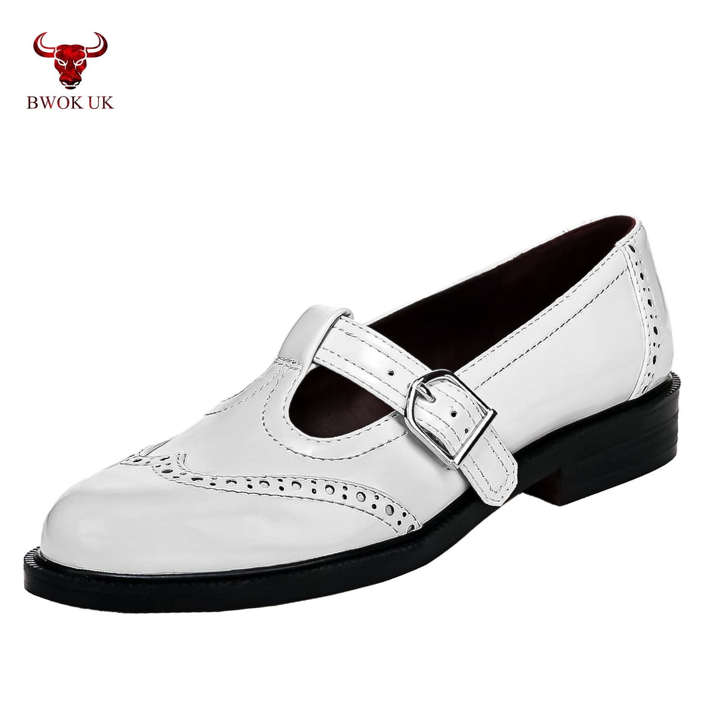White Mary Jane Patent Shoes