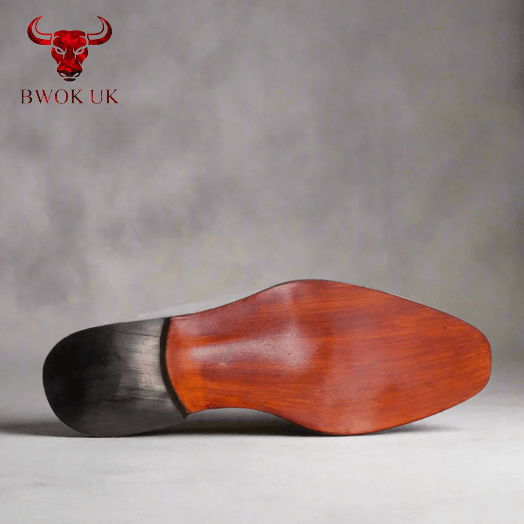 Black Leather Brogue Loafers - Bwok limited