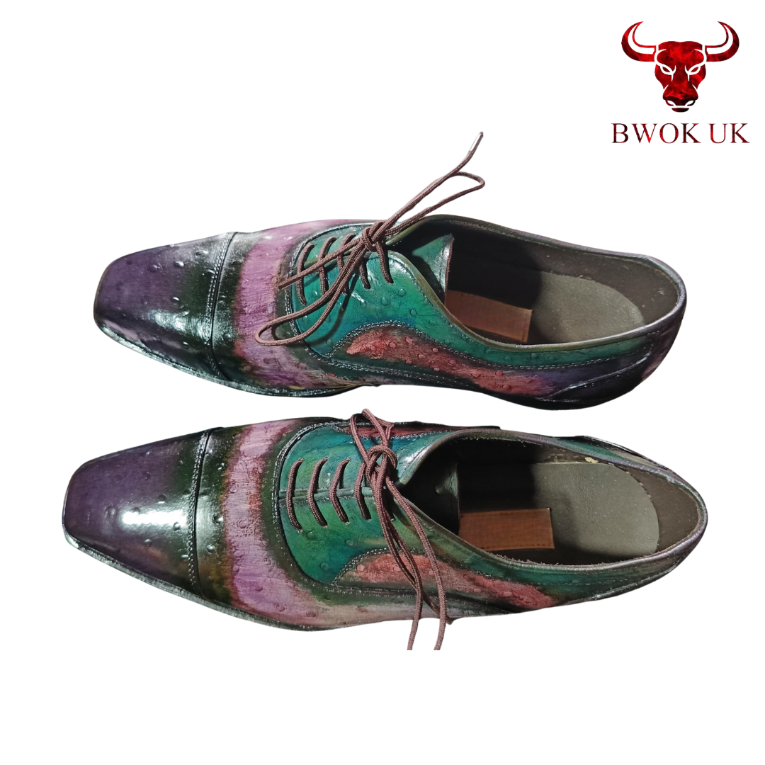 Ostrich Pattern Leather Shoes
