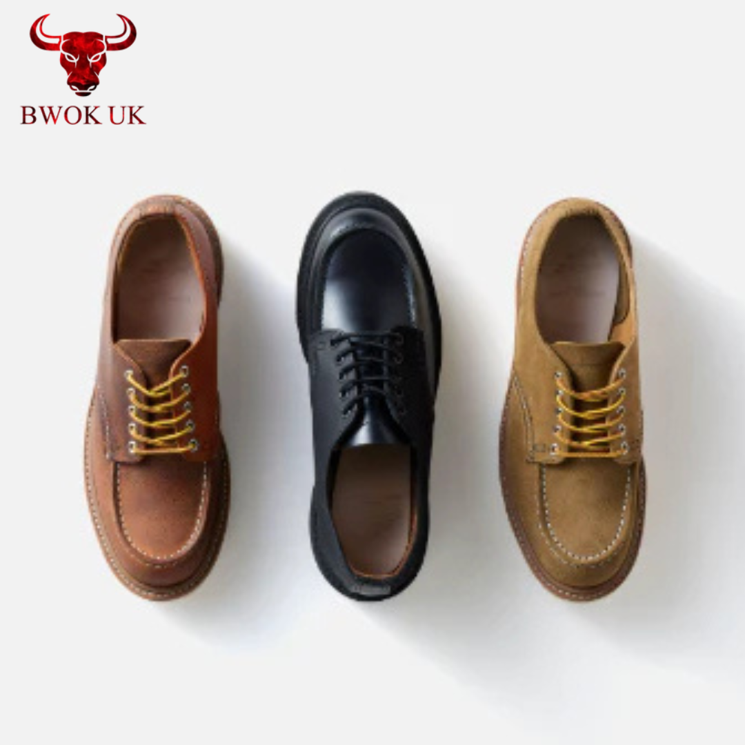 Handmade Black Moc Toe Shoes