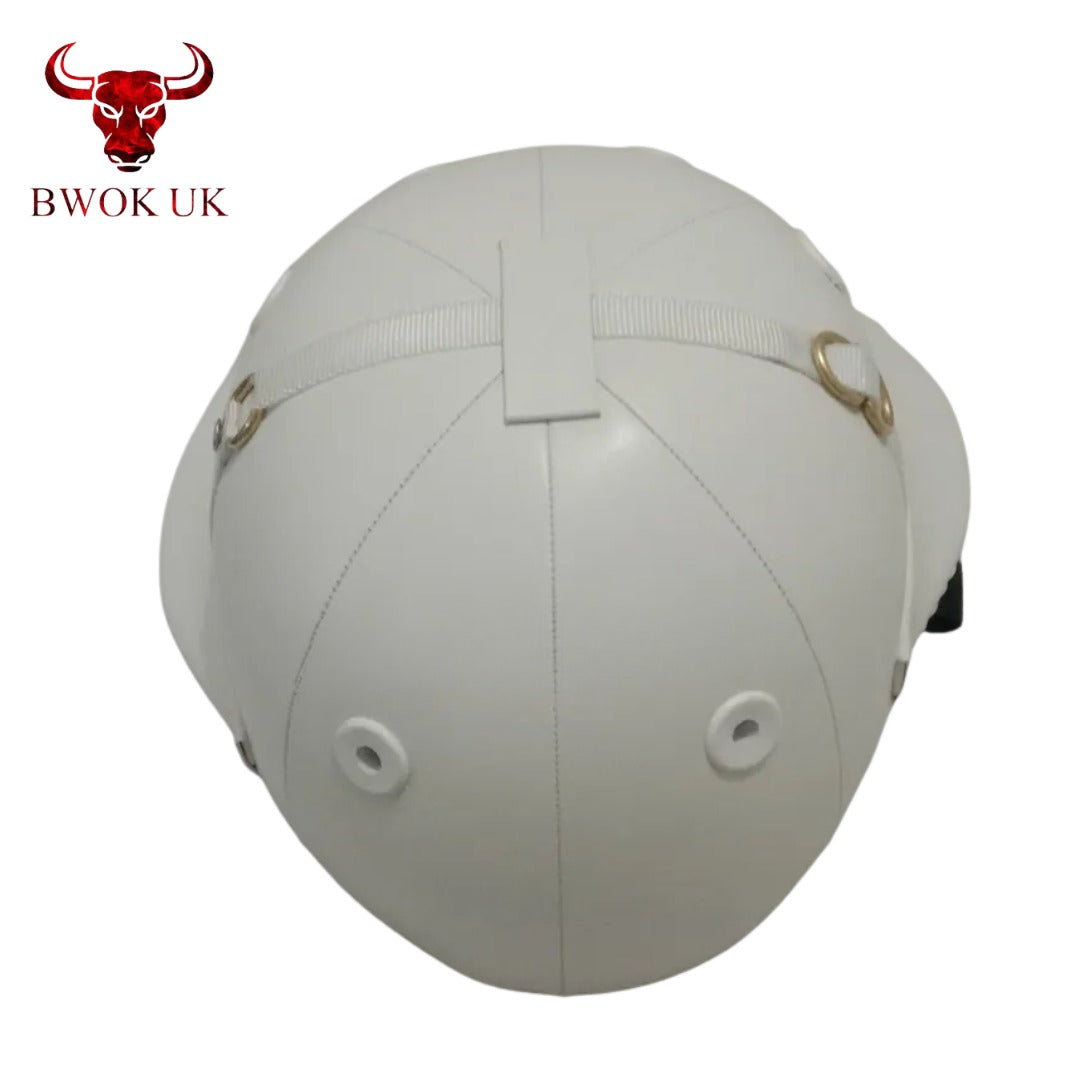White Riding Helmet Cap