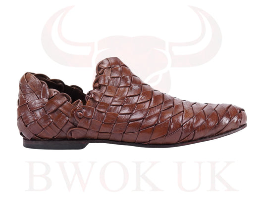 Handwoven Loafers Shoes Brown/Black - Bwok limited