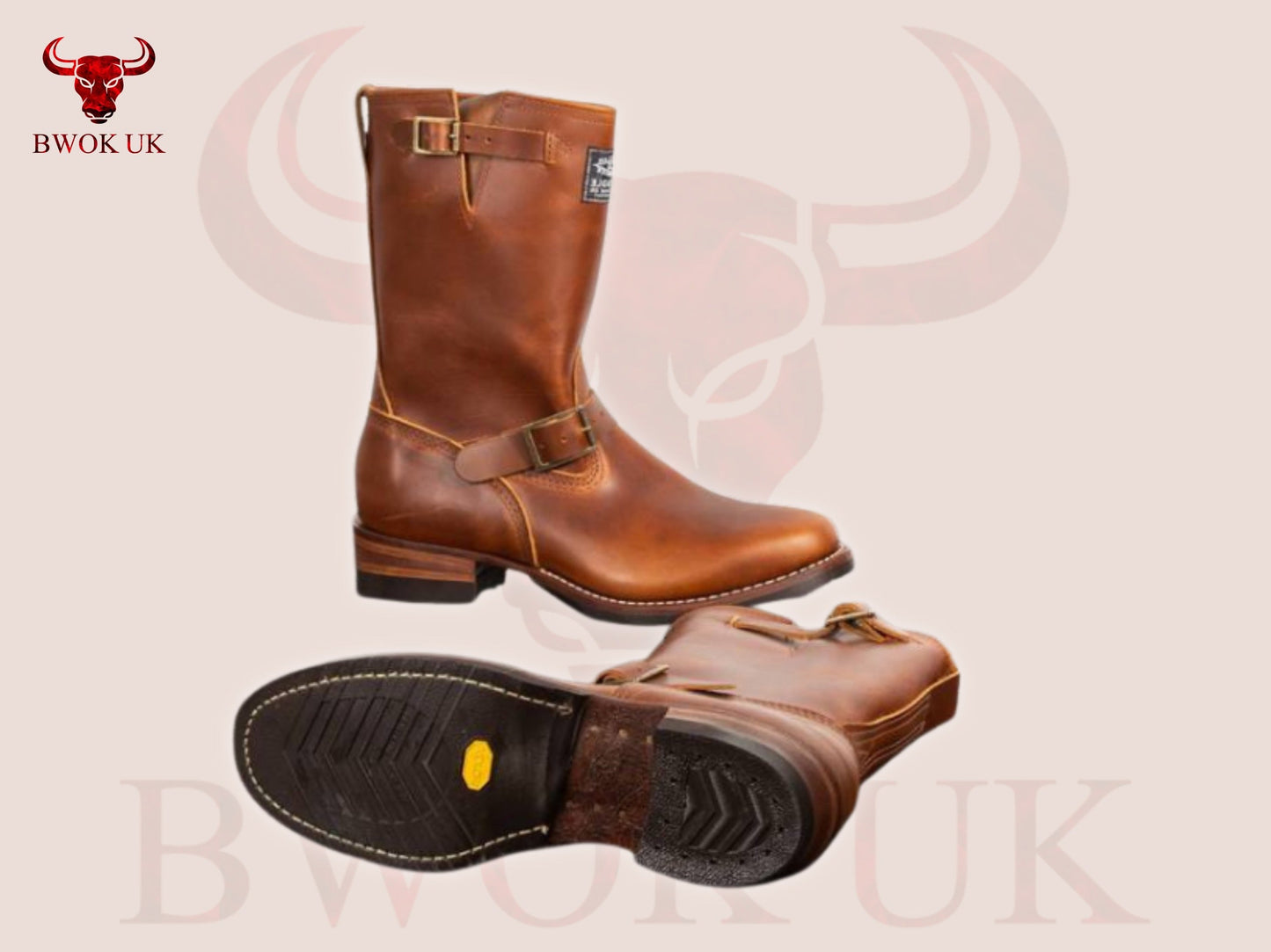 Tan Leather Engineer Boots