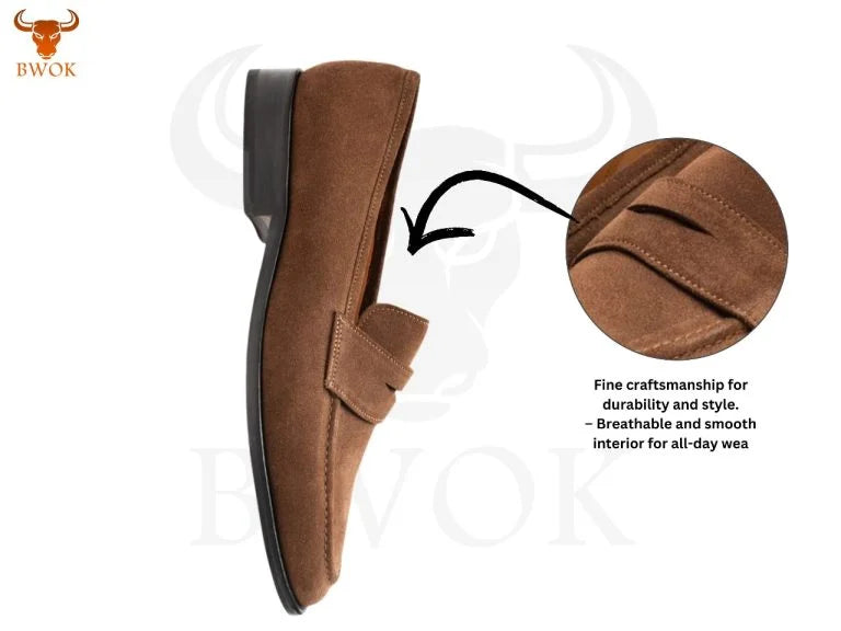 Buy Suede Penny Loafers Shoes - Elegant Comfort | Bwok Store - Bwok limited