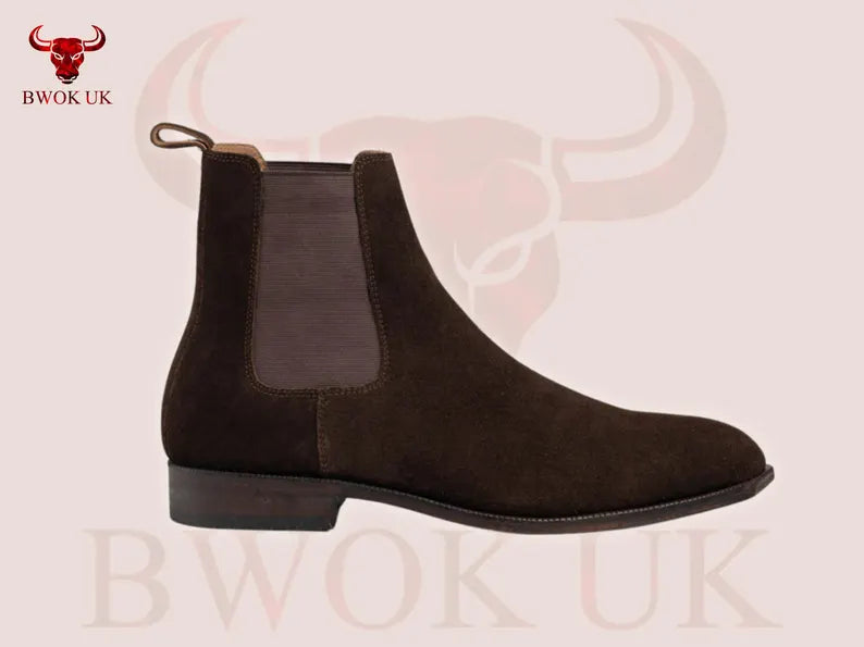 Dark Brown Suede Chelsea Boots - Bwok limited