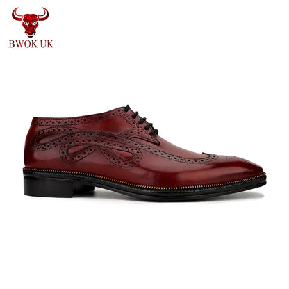 Burgundy Leather Brogue Shoes