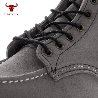 Suede Moc-Toe Boots