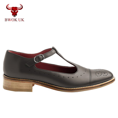 Mary Jane Leather T-Bar Shoes