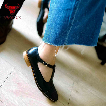 Mary Jane Leather T-Bar Shoes
