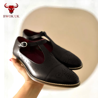 Mary Jane Leather T-Bar Shoes