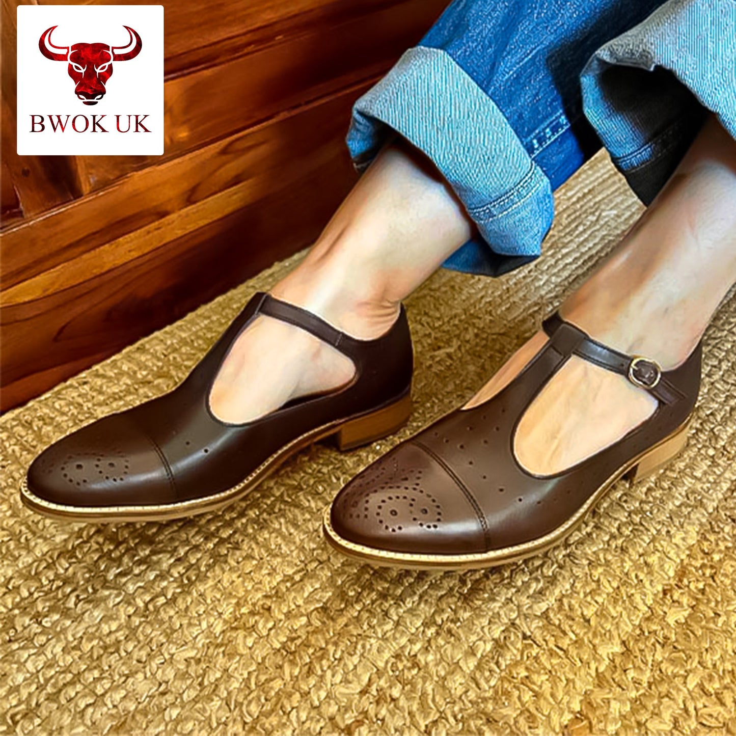 Mary Jane Leather T-Bar Shoes
