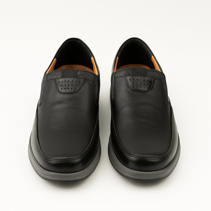 Medicated Soft Sole Leather Shoes for Men – Black Slip-On