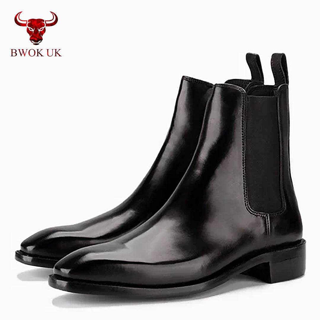 Black Leather Chelsea Boots - Bwok limited