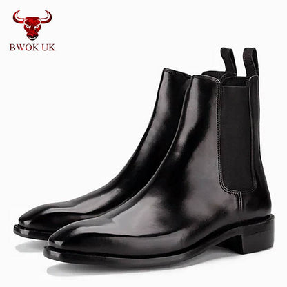 Black Leather Chelsea Boots - Bwok limited