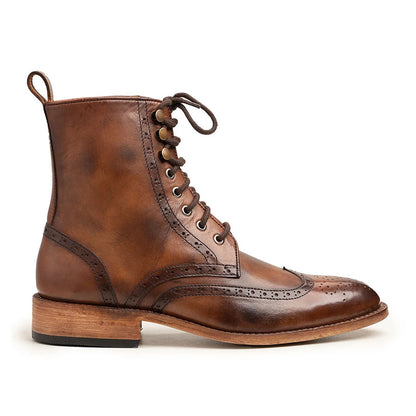 Premium Leather Wingtip Boots