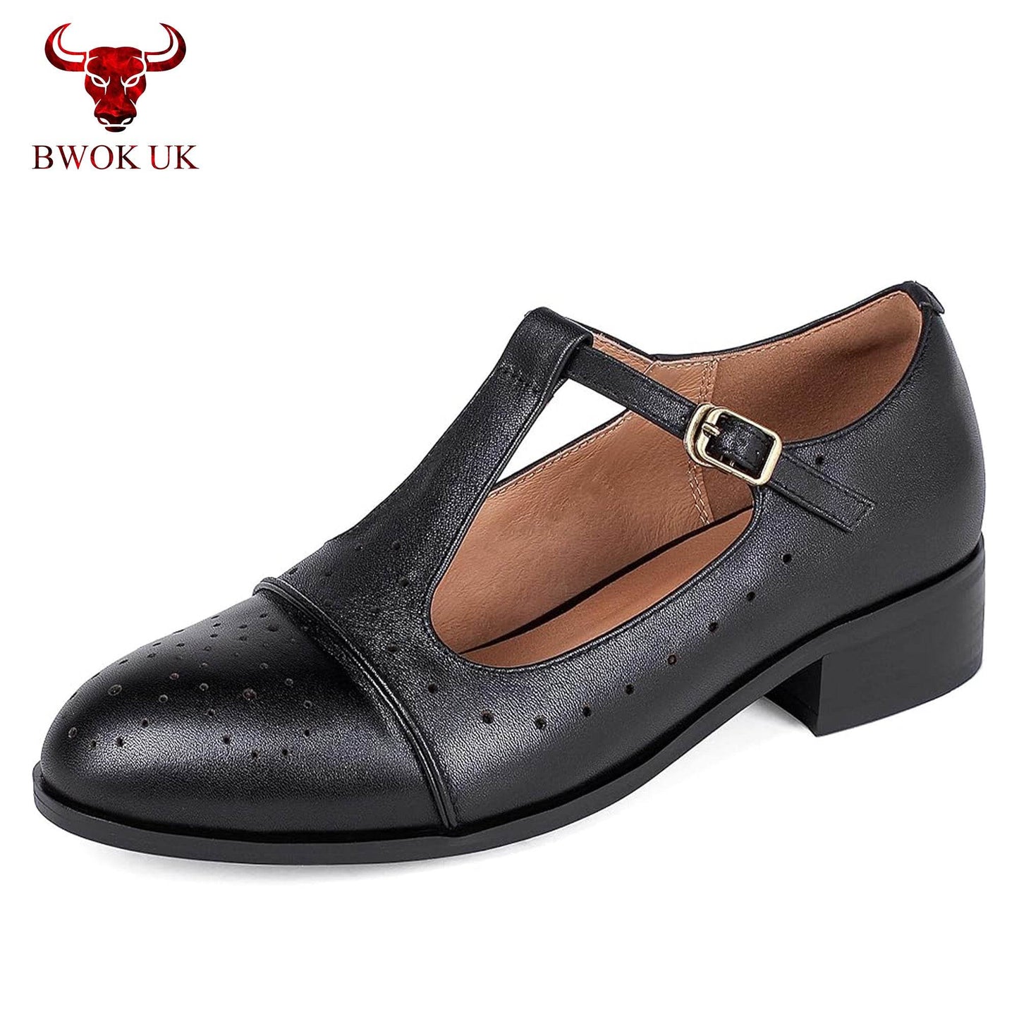 Black Leather Mary Jane Shoes - Bwok limited