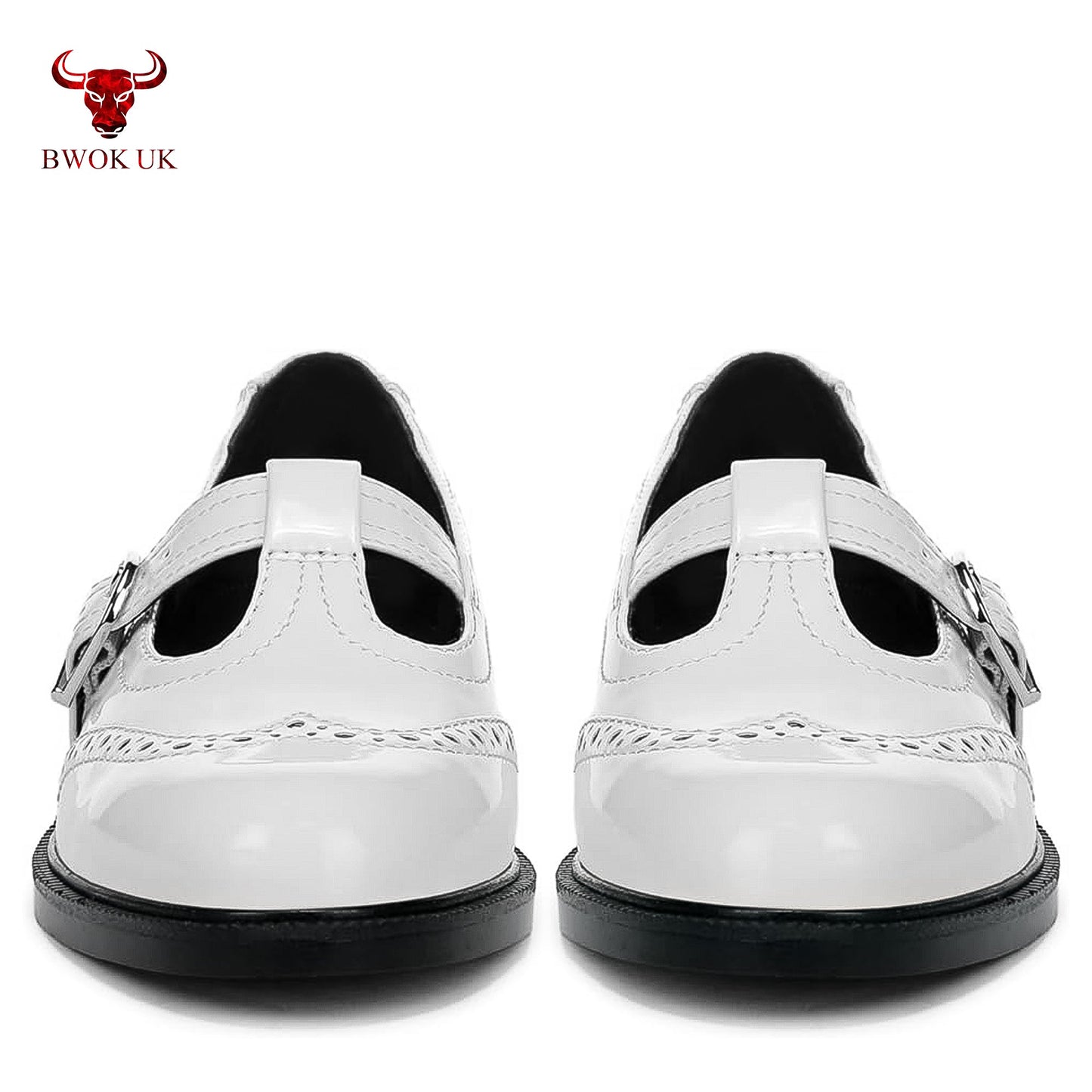 White Mary Jane Patent Shoes