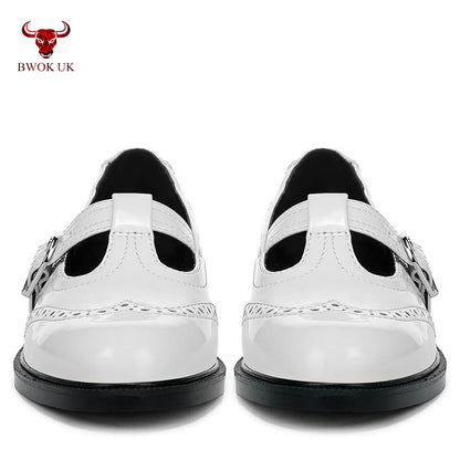 White Mary Jane Patent Shoes