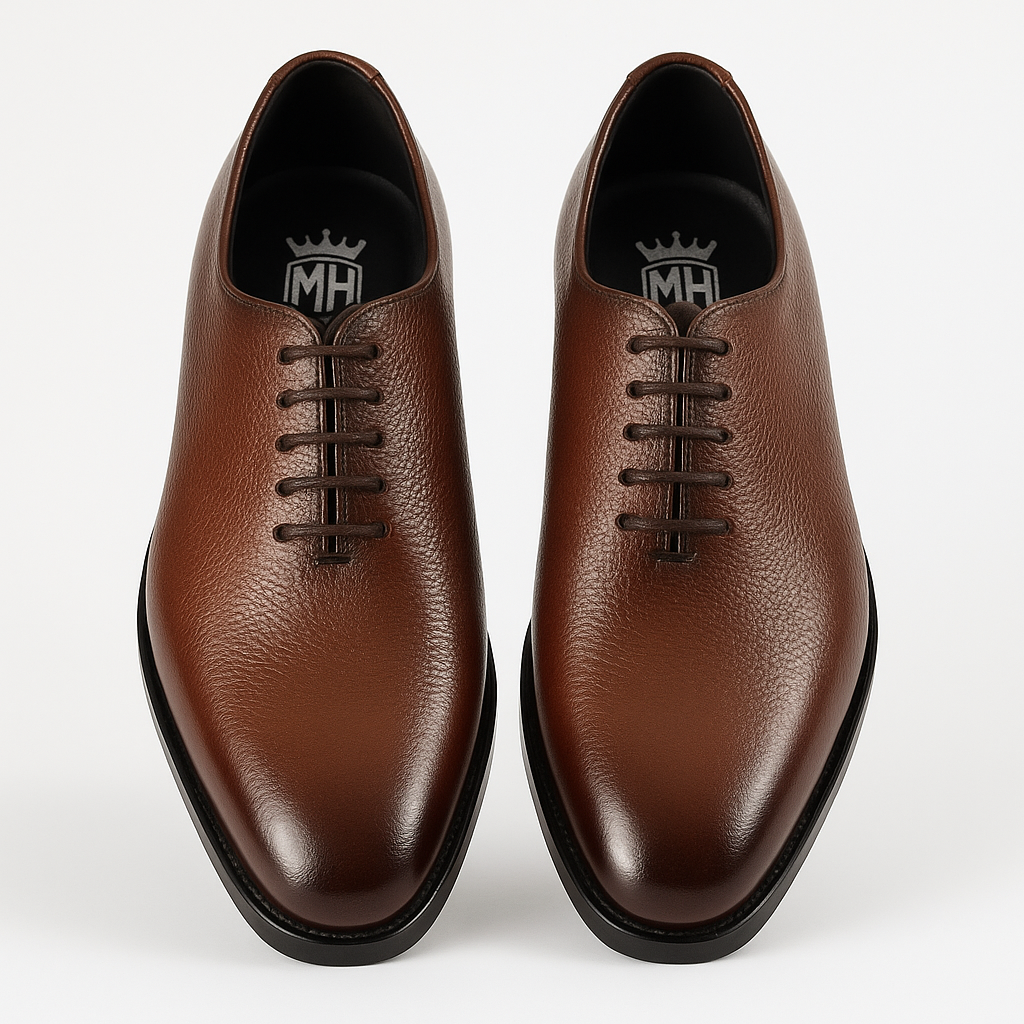 Handmade Brown Leather Wholecut Oxford Shoes for Men