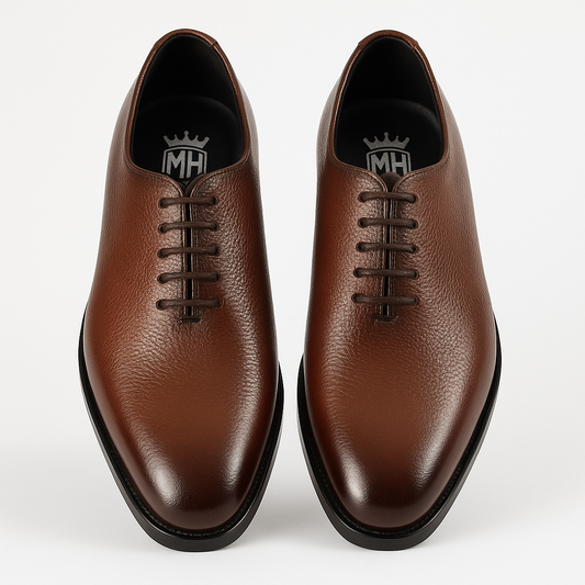Handmade Brown Leather Wholecut Oxford Shoes for Men