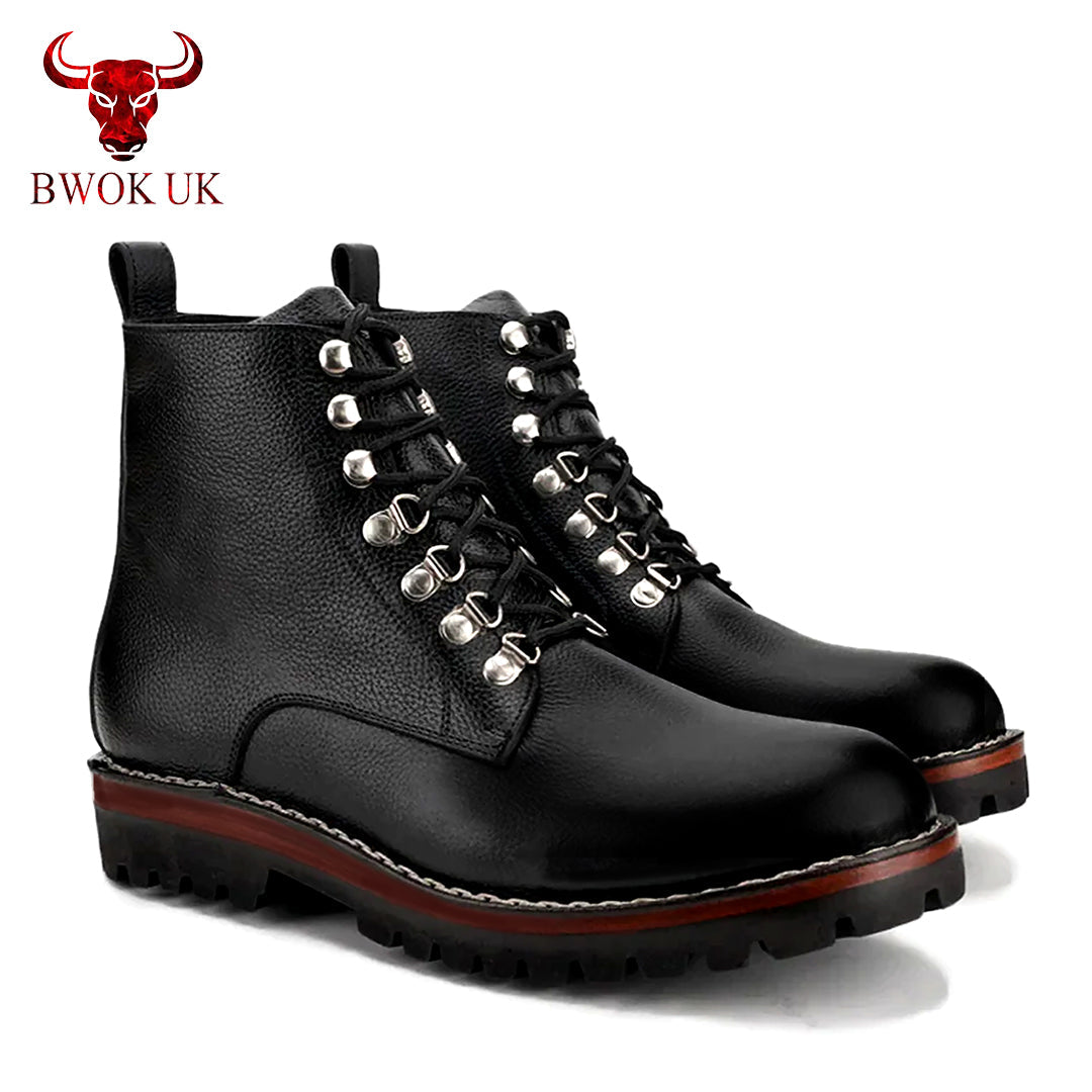 Studded Leather Combat Boots