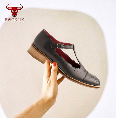 Mary Jane Leather T-Bar Shoes