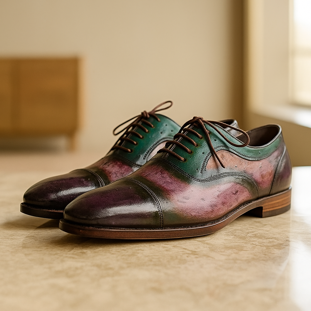 Ostrich Pattern Leather Shoes