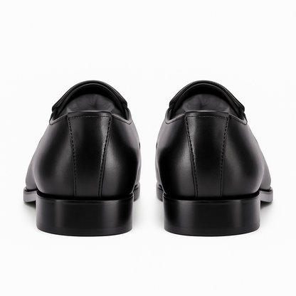 Handmade Black Leather Penny Loafers for Men