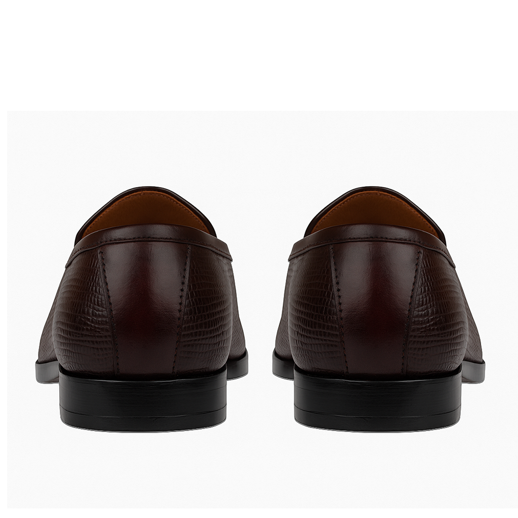 Handmade Brown Textured Leather Penny Loafers for Men