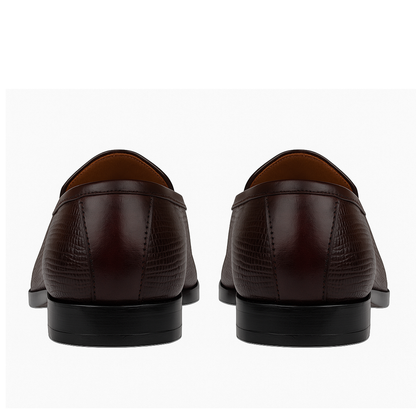 Handmade Brown Textured Leather Penny Loafers for Men