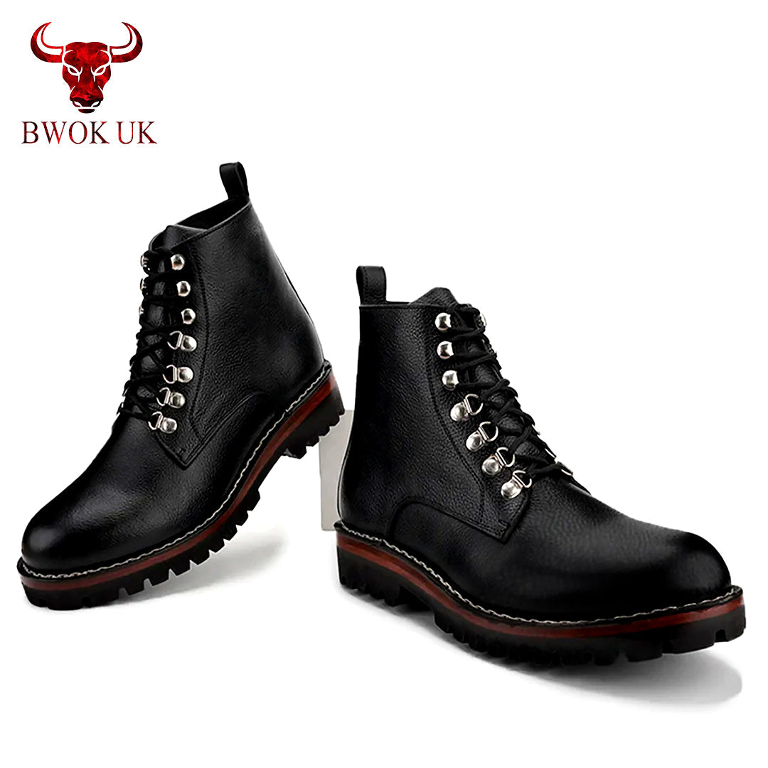 Studded Leather Combat Boots