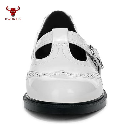 White Mary Jane Patent Shoes
