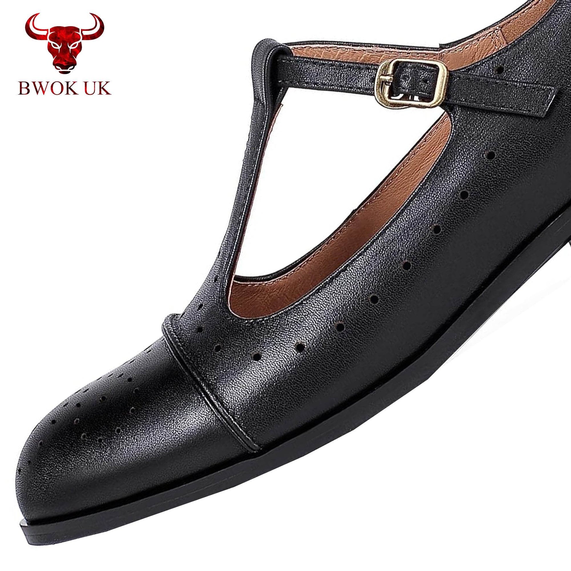Black Leather Mary Jane Shoes - Bwok limited