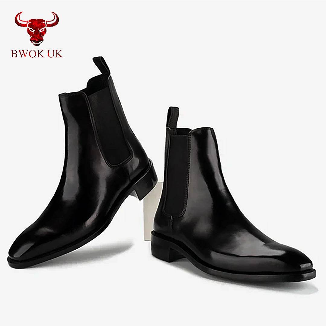 Black Leather Chelsea Boots - Bwok limited