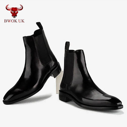 Black Leather Chelsea Boots - Bwok limited