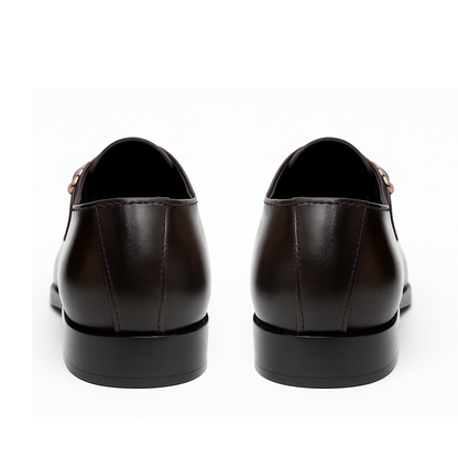 Handmade Brown Crocodile Embossed Leather Double Monk Strap Shoes for Men
