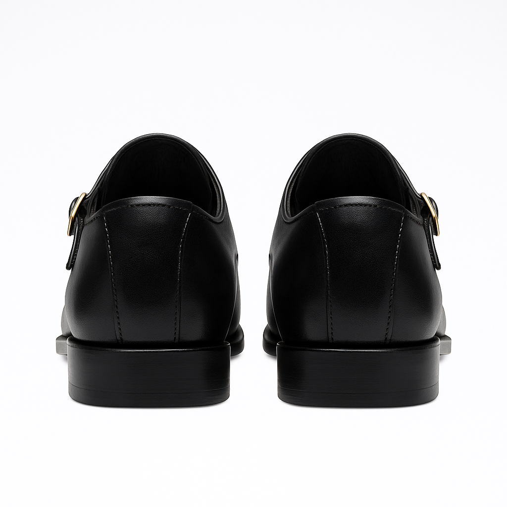 Handmade Black Crocodile Embossed Leather Double Monk Strap Shoes for Men