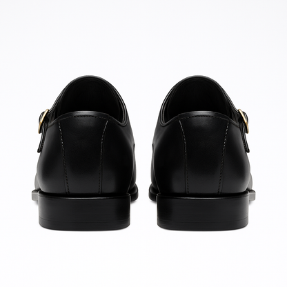 Handmade Black Crocodile Embossed Leather Double Monk Strap Shoes for Men