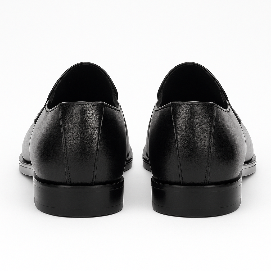 Handmade Black Pebbled Leather Slip-On Dress Shoes for Men