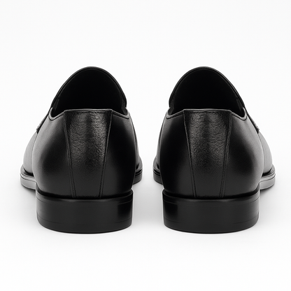 Handmade Black Pebbled Leather Slip-On Dress Shoes for Men