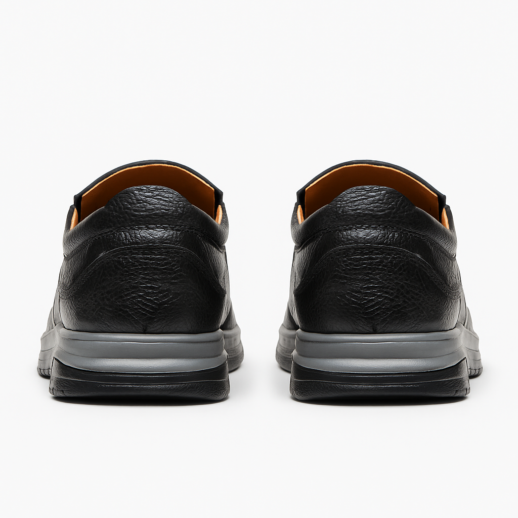 Medicated Soft Sole Leather Shoes for Men – Black Slip-On