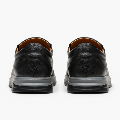 Medicated Soft Sole Leather Shoes for Men – Black Slip-On