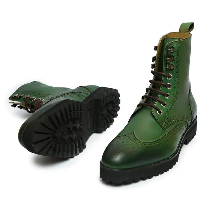 Green Brogue Boots - Bwok limited