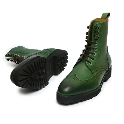 Green Brogue Boots - Bwok limited