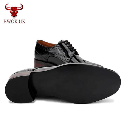 Black Patent Brogue Shoes - Bwok limited