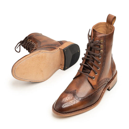 Premium Leather Wingtip Boots