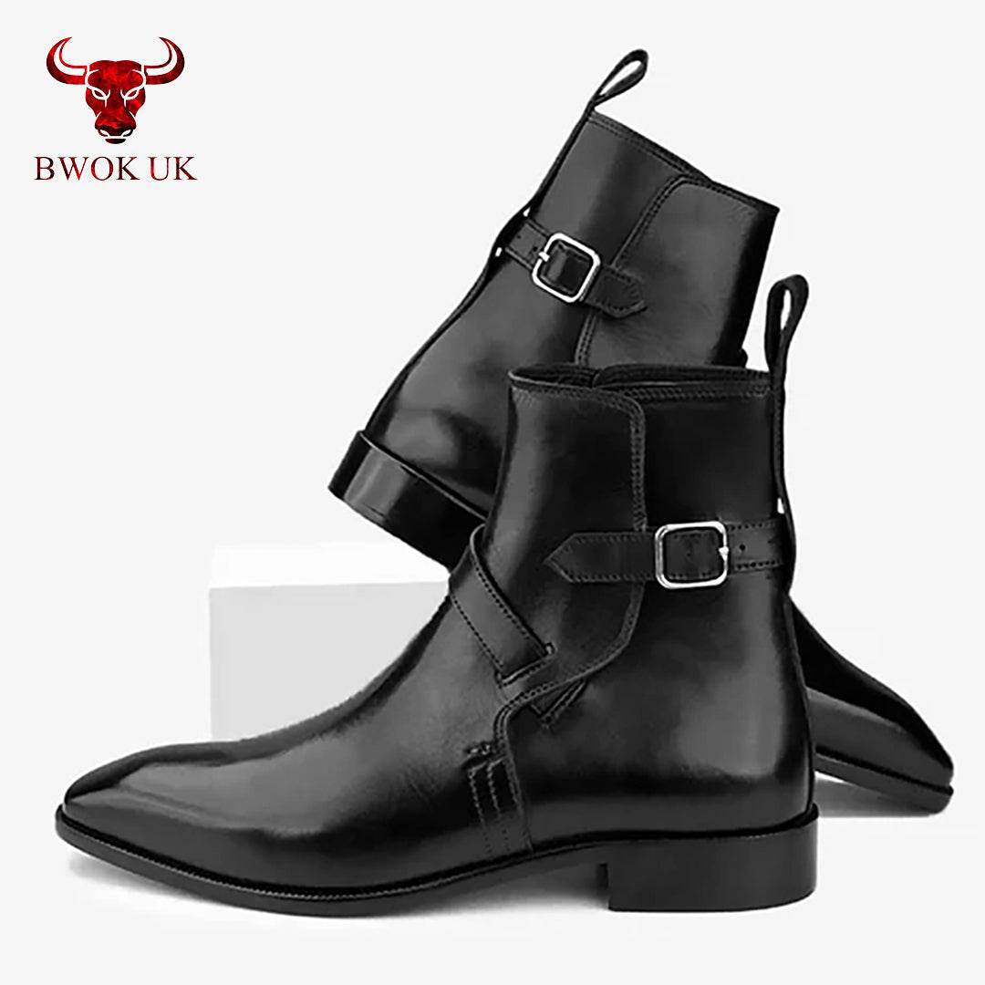 Black Monk strap Boots - Bwok limited