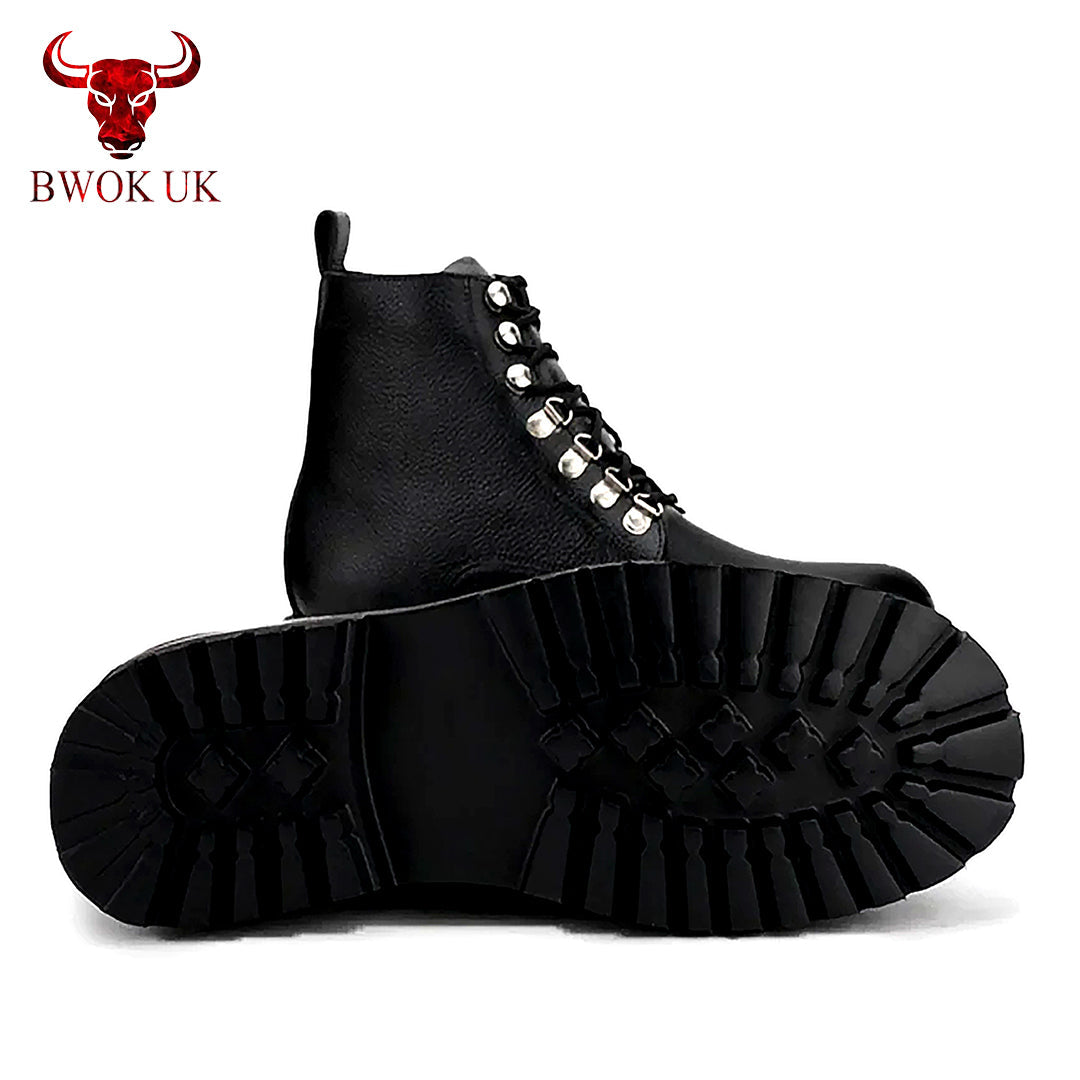 Studded Leather Combat Boots