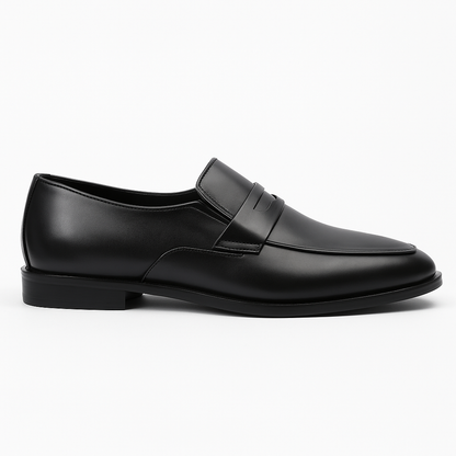 Handmade Black Leather Penny Loafers for Men